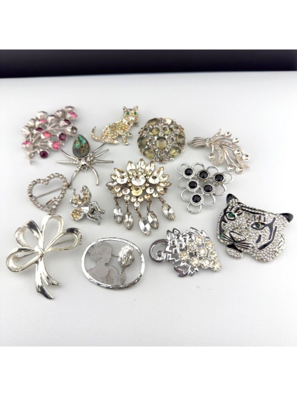 Vintage Broken Brooch Lot Silver Tone Repair Repurpose Craft Harvest
